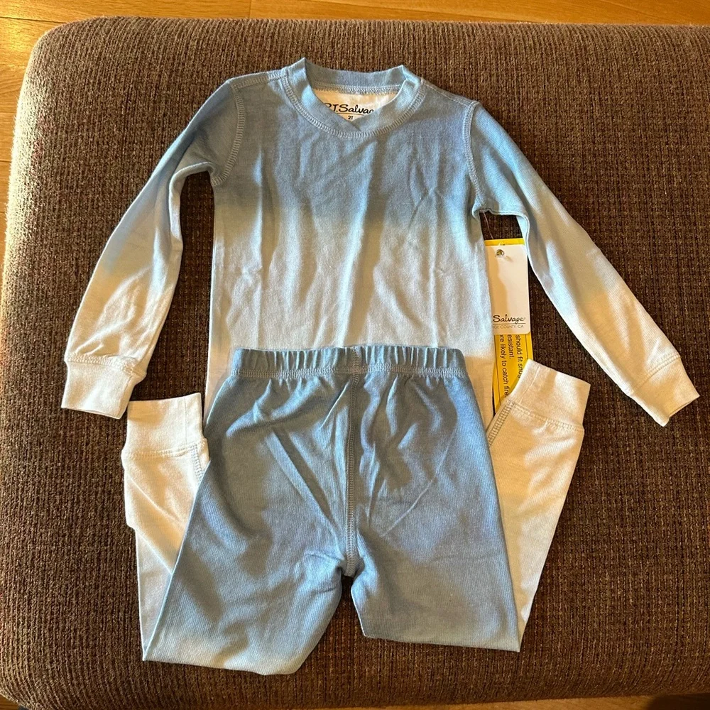 P.J. SALVAGE kids Pajama Set Denim Ombre Crew Neck Elastic Waist Pull On